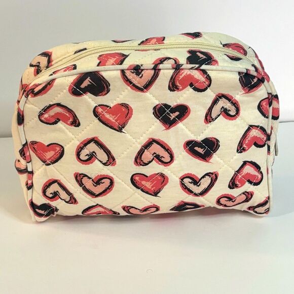 Woman Within Quilted Heart Pattern Cosmetic Makeup Bag - Picture 1 of 7